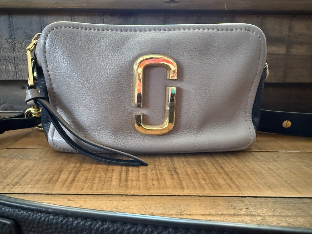 Marc Jacobs Snapshot Camera Bag Womens Small Gray Leather Crossbody Double Zip